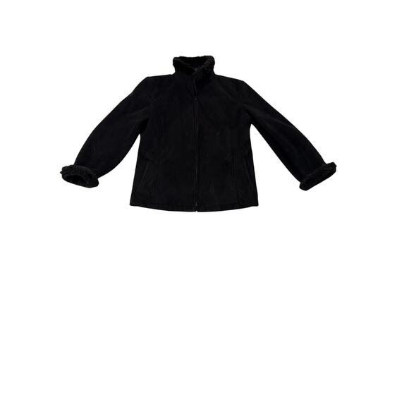 Black Faux Fur Zip Front Jacket - Picture 3 of 4